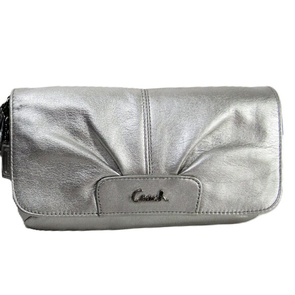 LIKE NEW "COACH" ORGANIZER WRISTLET + CARD SLOTS + KEY LEASH SOFT SILVER - Picture 6 of 12